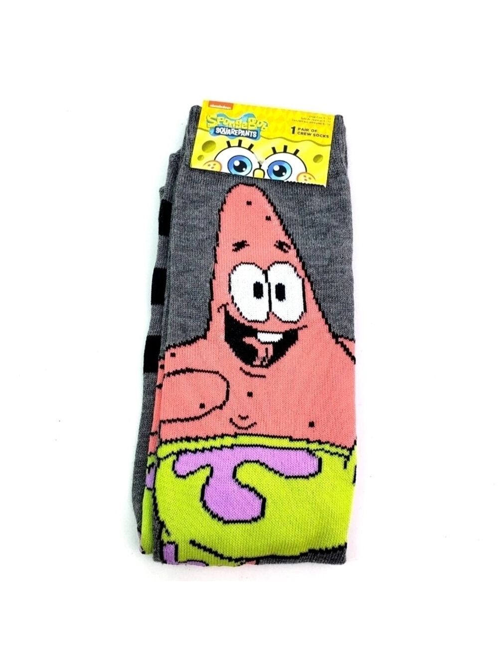 4/$25 SpongeBob SquarePants Patrick Star Crew Socks Unisex